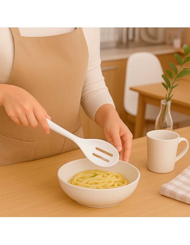 Colher de Silicone Branca Perfurada Escumadeira...