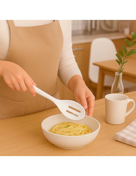 Colher de Silicone Branca Perfurada Escumadeira 1un