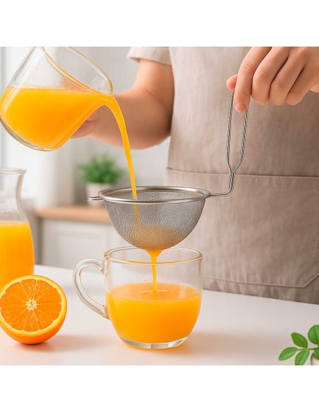 Peneira Coador Alça Aço Inox Molho Cafe Confeitaria 10cm