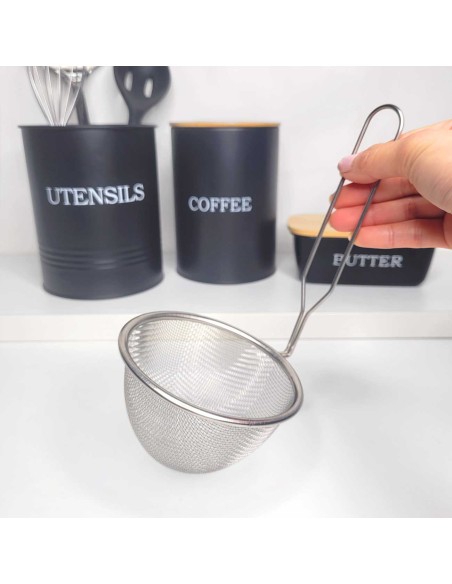 Peneira Coador Alça Aço Inox Molho Cafe Confeitaria 10cm