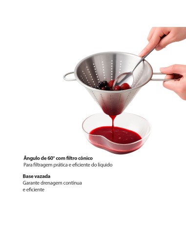 Funil Passador Chinoy Coador Peneira Aço Inox 14cm