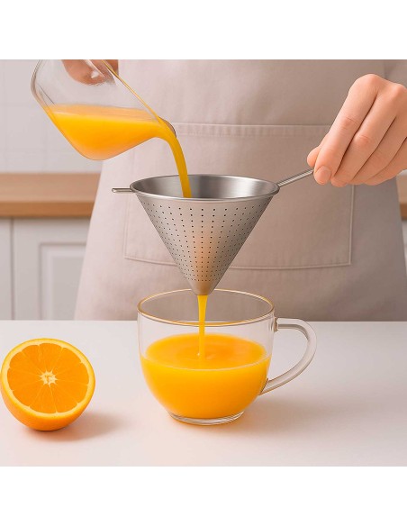 Funil Passador Chinoy Coador Peneira Aço Inox 14cm