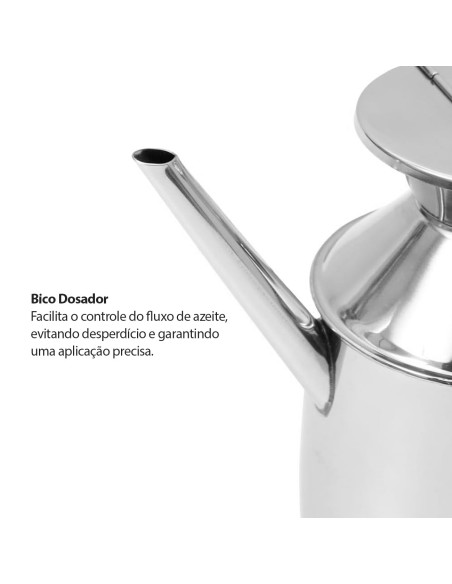 Galheteiro Jarra para Oleo Azeite Bico Dosador Inox 350ml