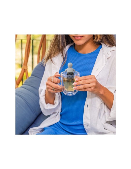 Infusor de Cha Boneco Silicone Reutilizavel Cinza Fun