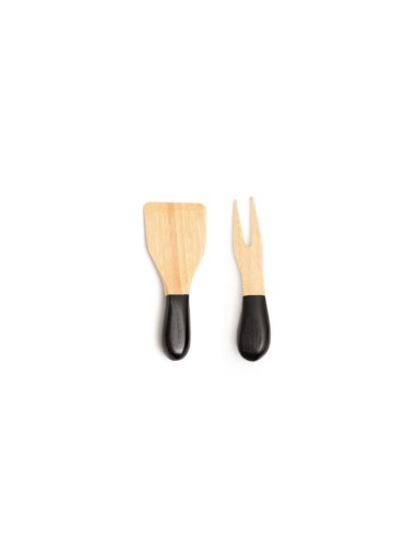 Espatula e Garfinho Petiscos Queijos Utensilios Bambu 2un
