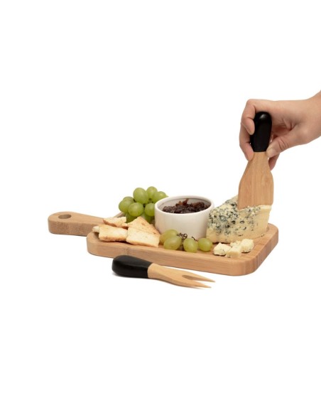 Espatula e Garfinho Petiscos Queijos Utensilios Bambu 2un