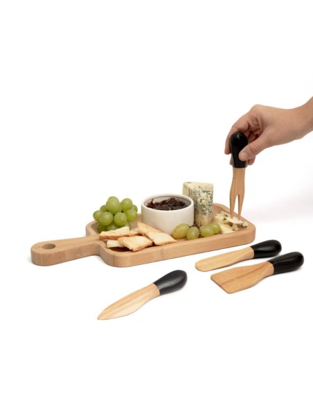 Espatula e Garfinho Petiscos Queijos Utensilios Bambu 2un