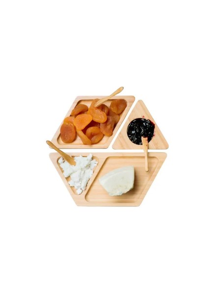 Petisqueira de Bambu Hexagonal Desmontavel em 3 Partes