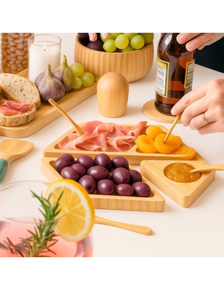 Petisqueira de Bambu Hexagonal Desmontavel em 3 Partes