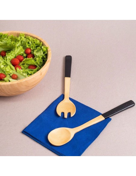 Pegador de Salada Alimentos Colher Garfo 31cm Bambu ECO 2un