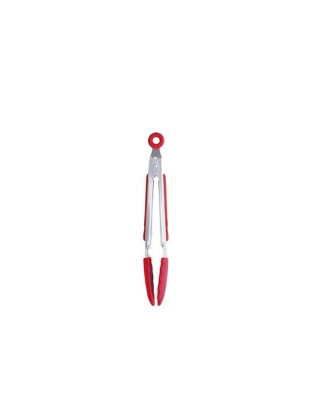 Pegador de Salada Mini Pinça Inox Silicone Vermelho 21cm