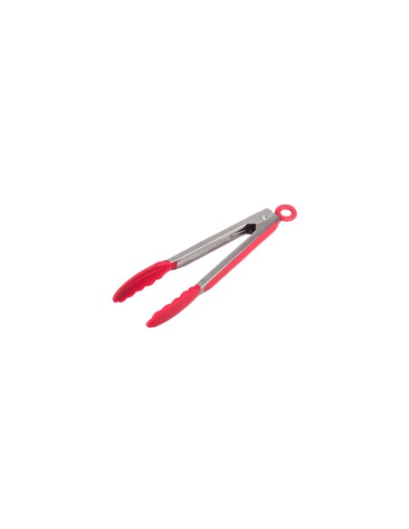 Pegador de Salada Mini Pinça Inox Silicone Vermelho 21cm