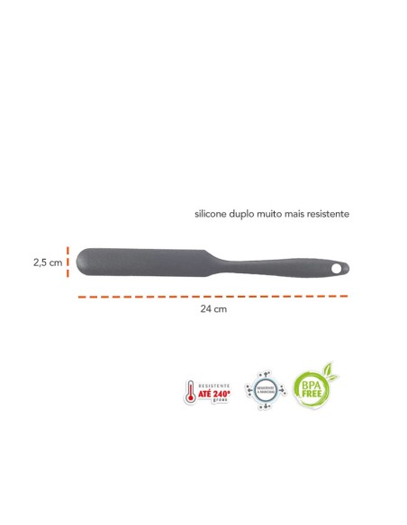 Espatula de Confeiteiro Reta Silicone Vermelho Pequeno 24cm