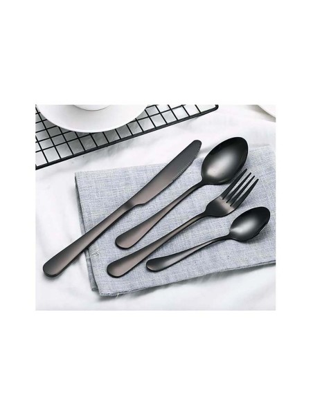 Faca de Sobremesa Preto Talher Metal Inox Inteiriça 1un