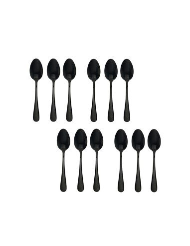 Colher de Sobremesa Preto Talher Metal Inox 12un