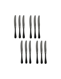 Faca de Sobremesa Preto Talher Metal Inox 12un
