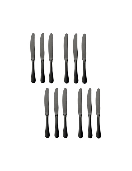 Faca de Sobremesa Preto Talher Metal Inox 12un