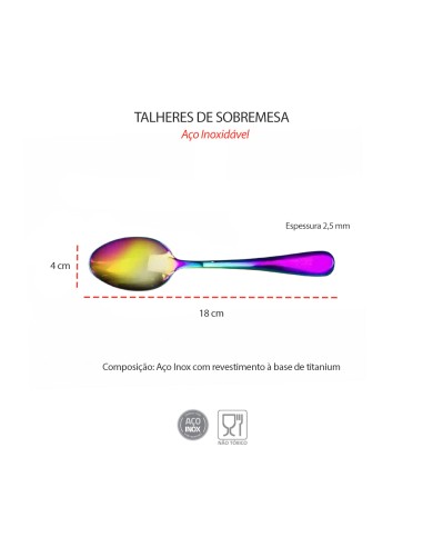 Colher de Sobremesa Furta Cor Inox Inteiro Jogo...