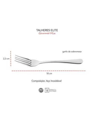 Garfo de Sobremesa Inox Resistente Elegante...