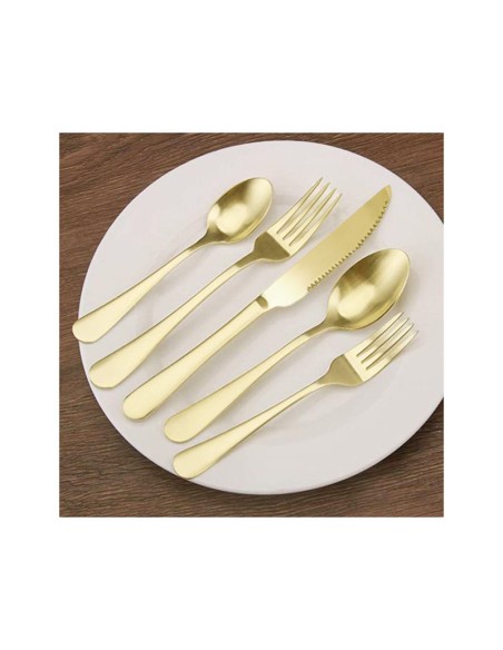 Garfo de Sobremesa Dourado Ouro Talher Metal Jogo 12un