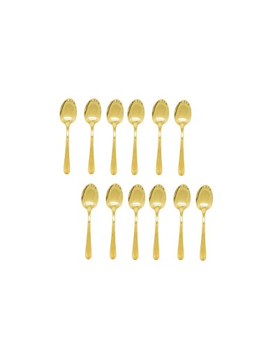 Colher de Sobremesa Dourado Talheres Aço Inox 12un