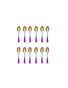 Colher de Cha Furta Cor Aço Inox Colorido Elite Jogo 12un