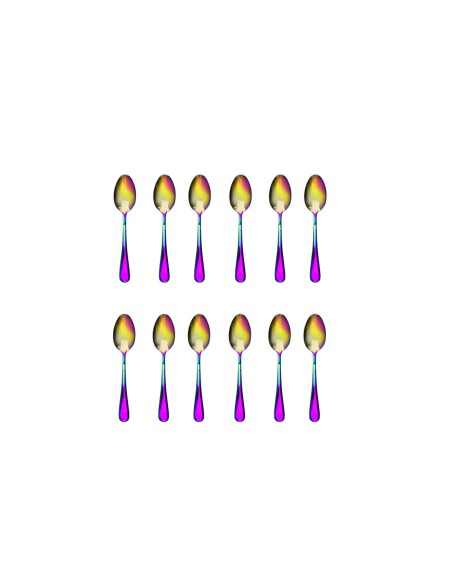Colher de Cha Furta Cor Aço Inox Colorido Elite Jogo 12un