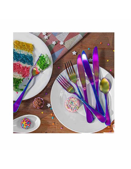 Colher de Cha Furta Cor Aço Inox Colorido Elite Jogo 12un