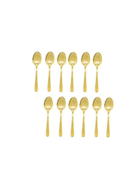 Colher de Cha Dourado Talher Metal Inox Colheres Jogo 12un