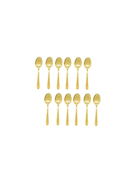 Colher de Cafe Dourado Colheres Metal Jogo 12un