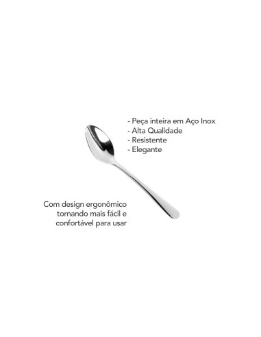 Colher de Cafe Aço Inox Resistente Elite 12un