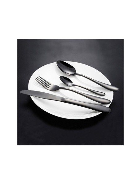 Colher de Cafe Preto Colheres Aço Inox Jogo 12un