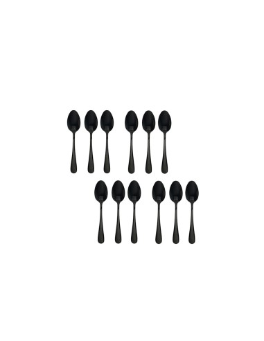 Colher de Cafe Preto Colheres Aço Inox Jogo 12un