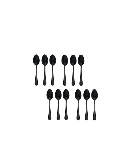 Colher de Cafe Preto Colheres Aço Inox Jogo 12un