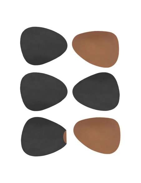 Jogo Americano Organico Dupla Face Preto Marrom Oval 6un