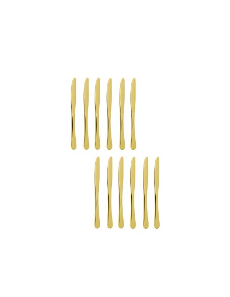 Faca de Sobremesa Inox Dourado Talher Metal Inteiriço 12un