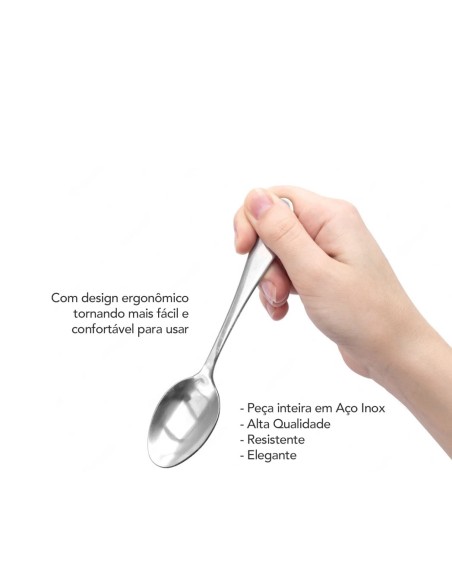 Colher de Sobremesa Inox Resistente Elegante Elite 12un