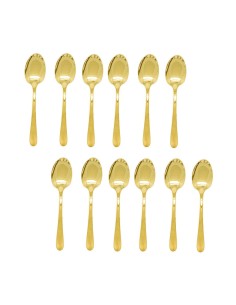 Colher de Mesa Dourado Talheres Aço Inox Jogo 12un