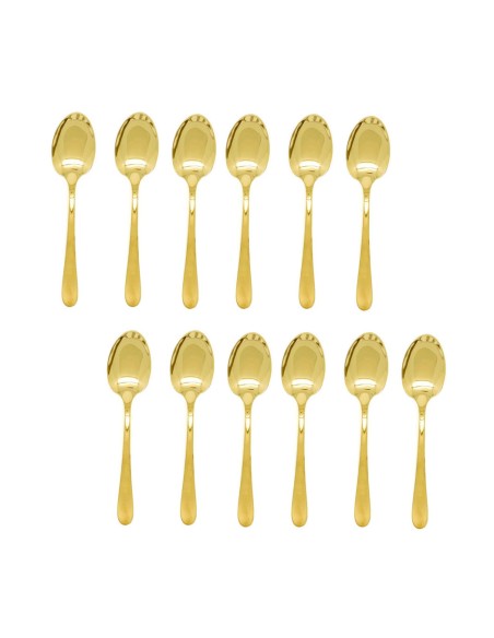 Colher de Mesa Dourado Talheres Aço Inox Jogo 12un