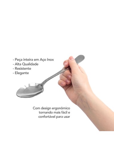 Colher de Mesa Aço Inox Resistente Elite 12un