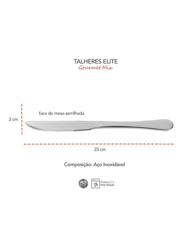 Faca de Mesa Churrasco Inox Resistente...