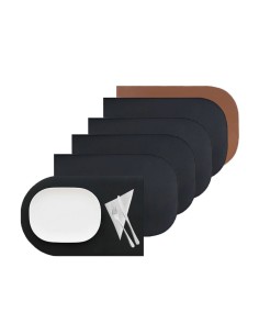 Jogo Americano Organico Reto Dupla Face Preto Marrom 6un