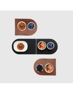 Jogo Americano Organico Reto Dupla Face Preto Marrom 6un 2