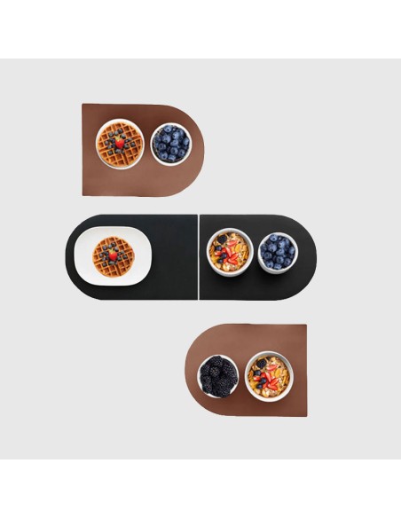 Jogo Americano Organico Reto Dupla Face Preto Marrom 6un