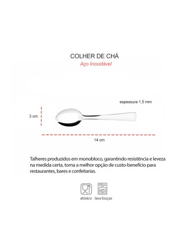 Colher de Cha Aço Inox Talheres Restaurante...