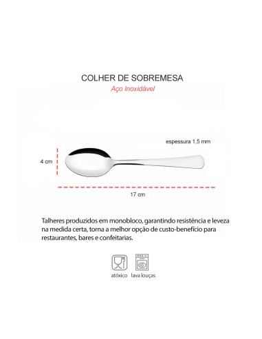 Colher de Sobremesa Aço Inox Talheres...