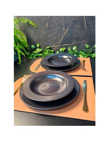 Jogo Americano Organico Reto Dupla Face Preto...