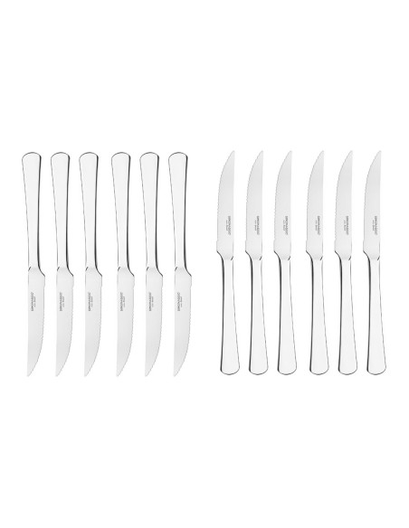 Faca de Mesa Carne Serrilhada Aço Inox Talheres Buffet 12un Toronto