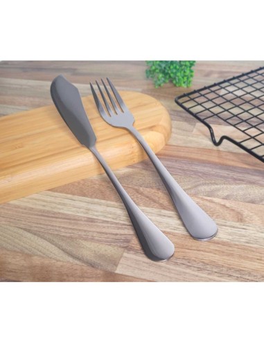 Garfo e Faca Talheres para Peixe Aço Inox Prata...