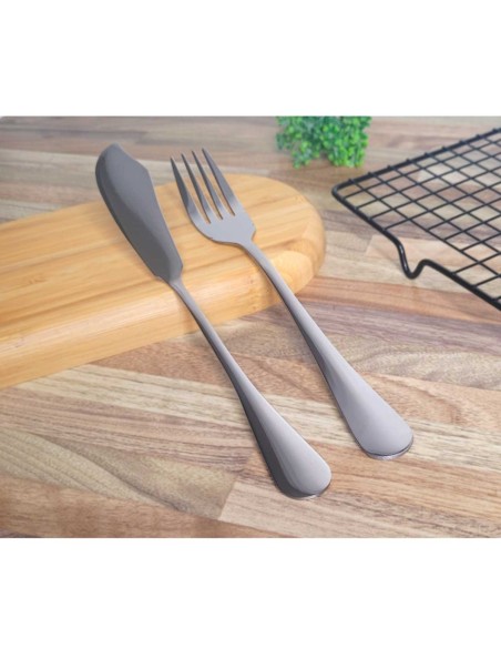 Garfo e Faca Talheres para Peixe Aço Inox Prata 1Par